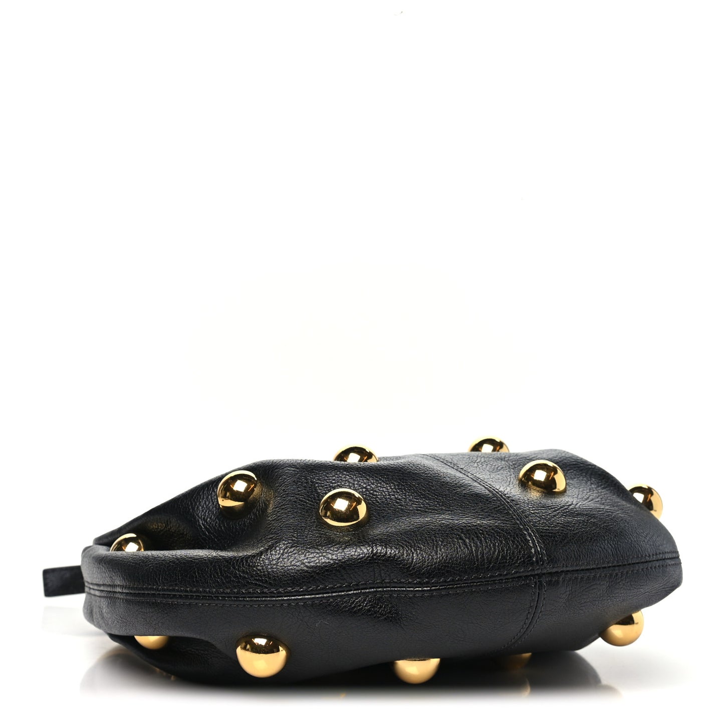 Calfskin Studded Small Bracelet Hobo Bag Black