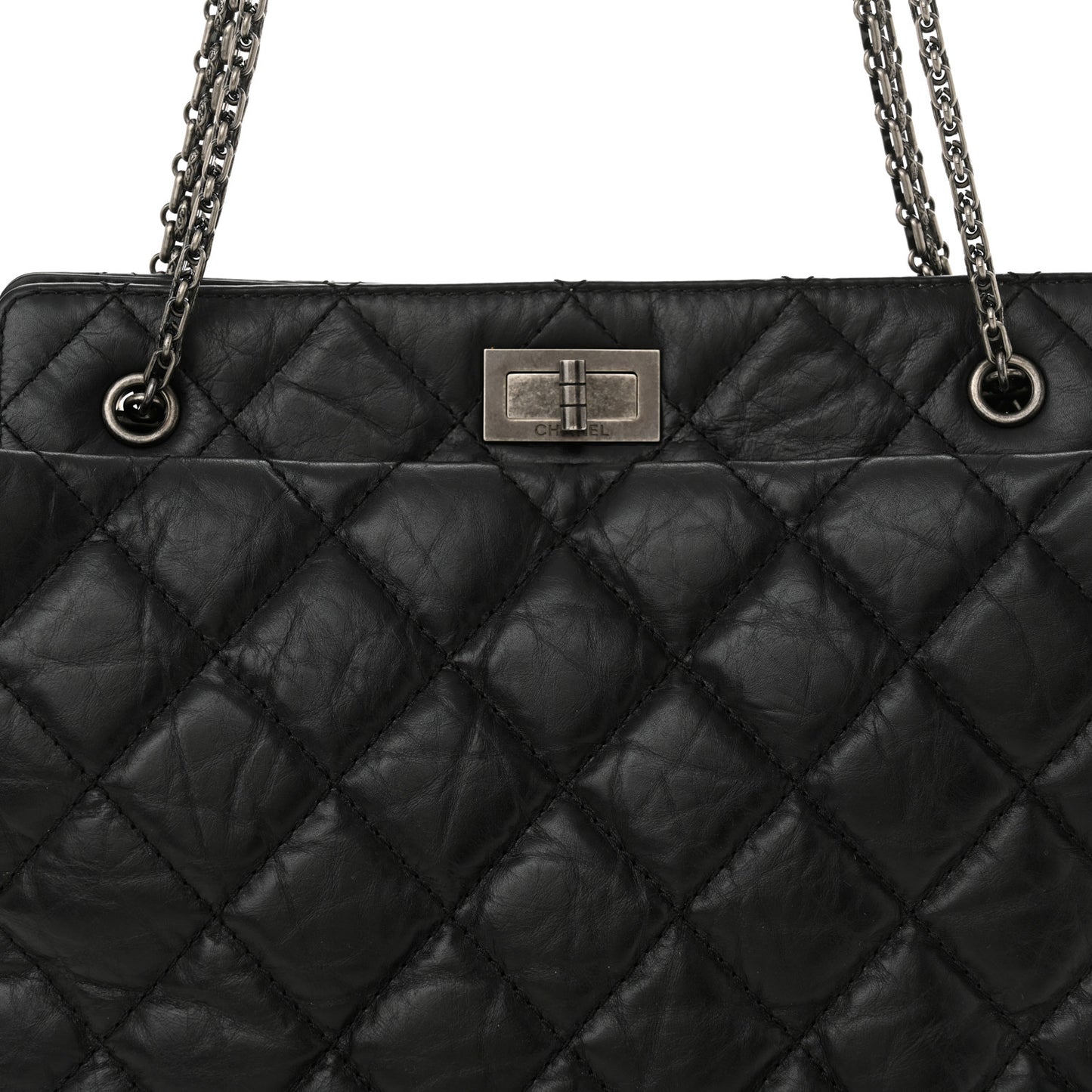 Aged Calfskin Quilted Reissue 2.55 Tote Black