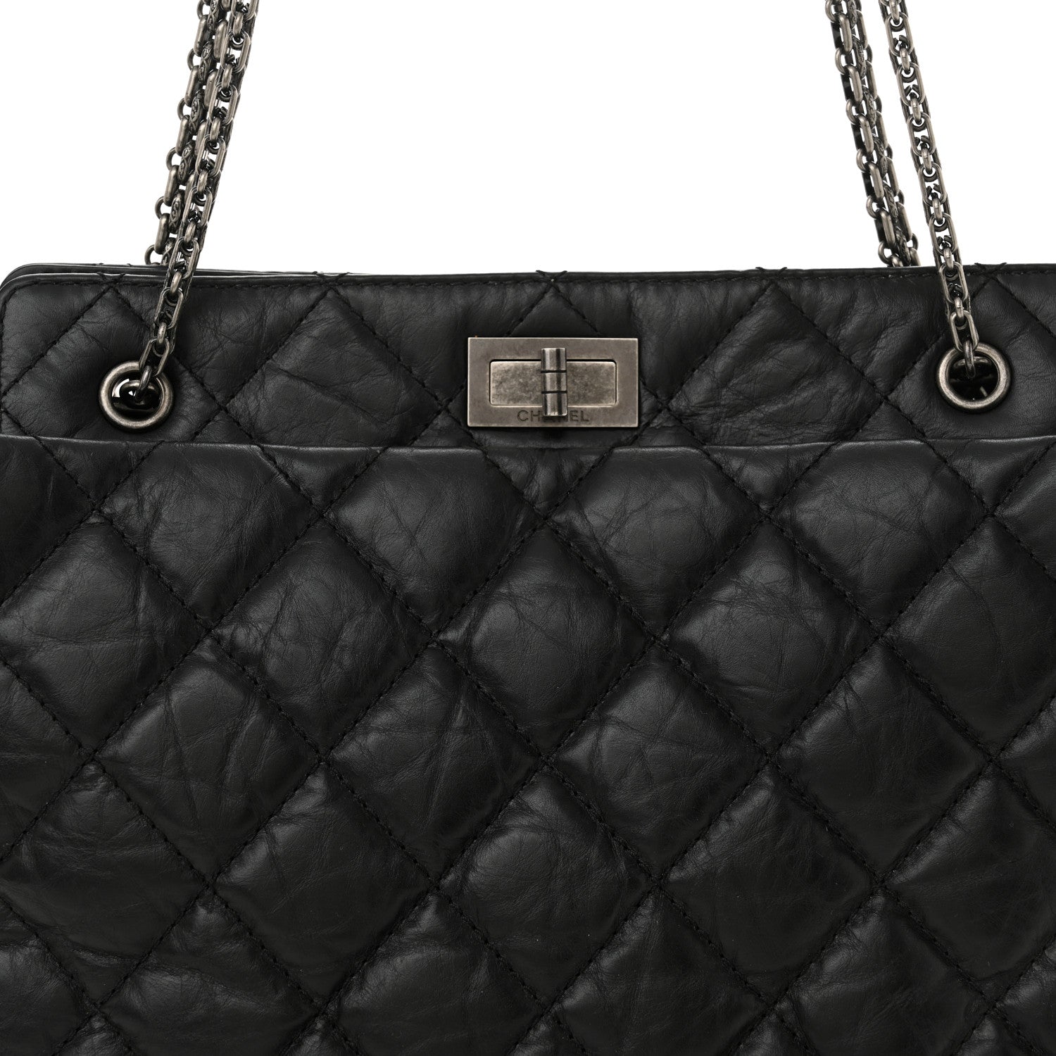 Chanel Aged Calfskin Quilted Reissue 2.55 Tote Black 8 of 10