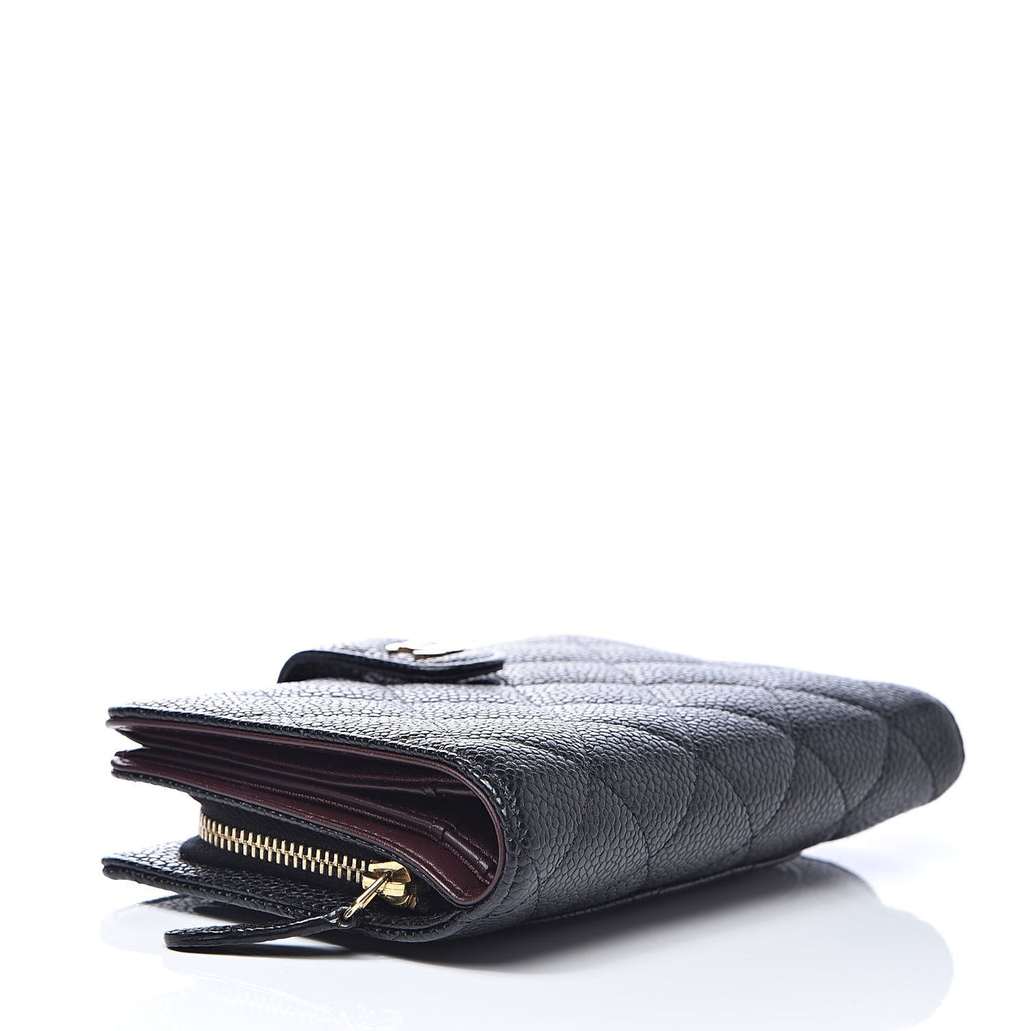 Caviar Quilted Zipped Pocket Wallet Black