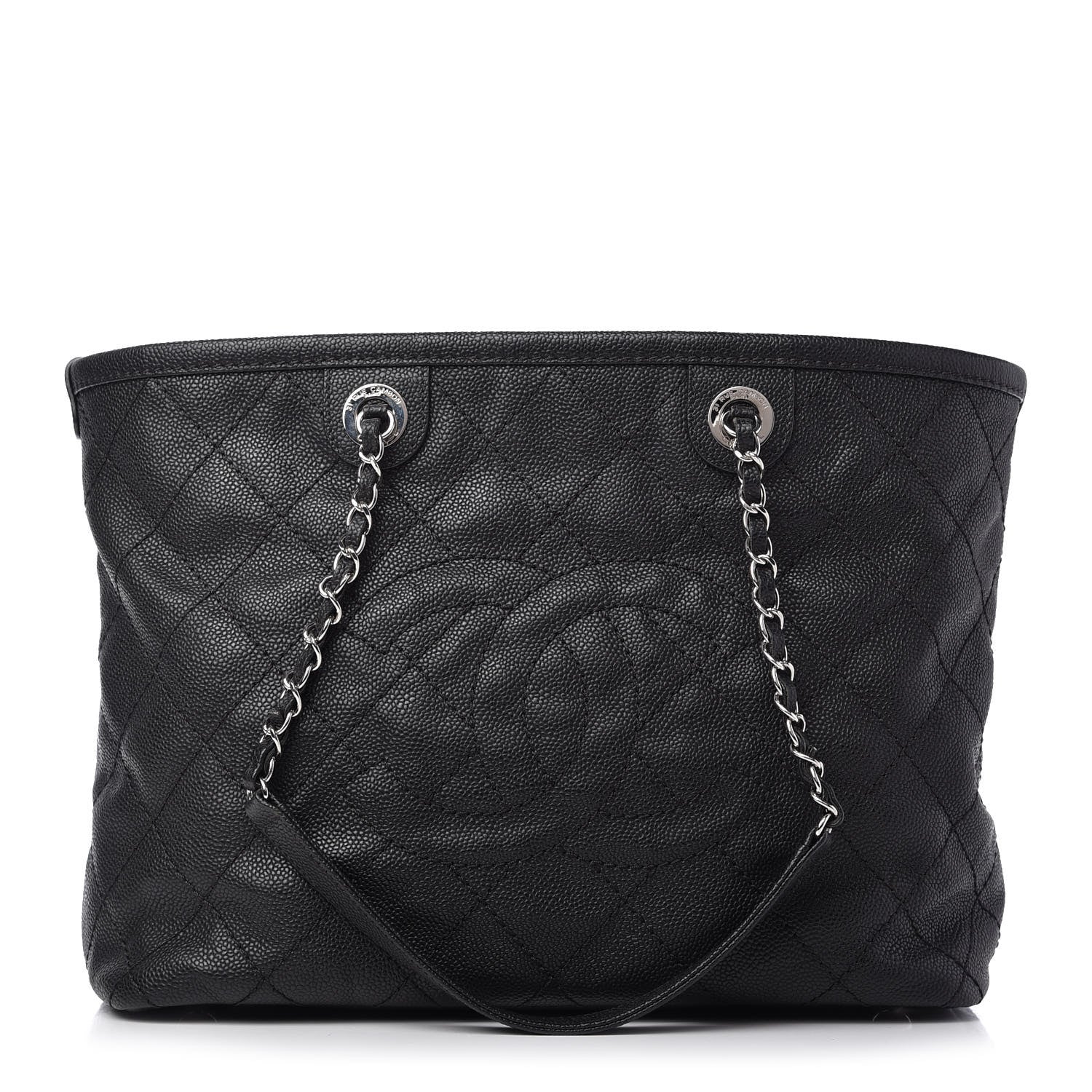 Chanel Grained Calfskin Quilted Small Daily Shopping Tote Black 3 of 10