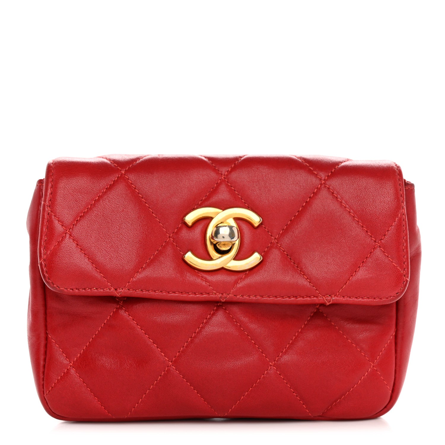 Chanel Calfskin Quilted Flap Waist Belt Bag Red 1 of 9