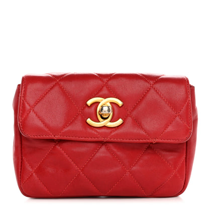 Chanel Calfskin Quilted Flap Waist Belt Bag Red 1 of 9