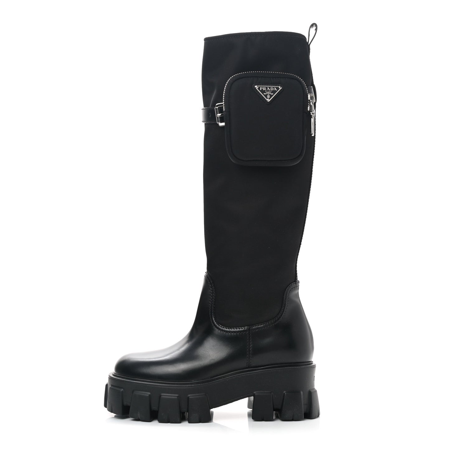 Spazzolato Rois Re-Nylon Metal Triangle Logo Monolith Pouch Pocket 55mm Tall Boots 35 Black
