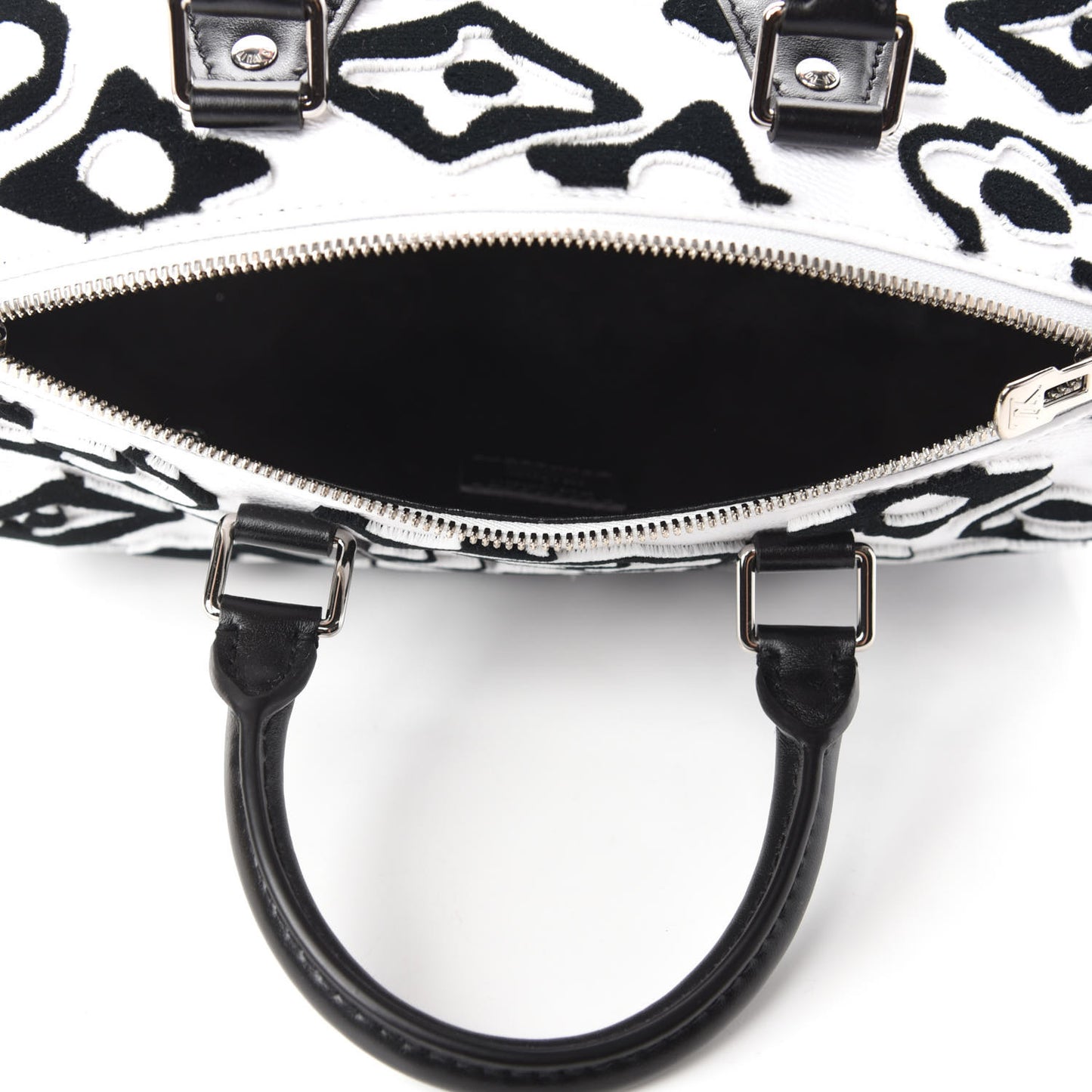 X UF Tufted Monogram Speedy Bandouliere 25 White Black