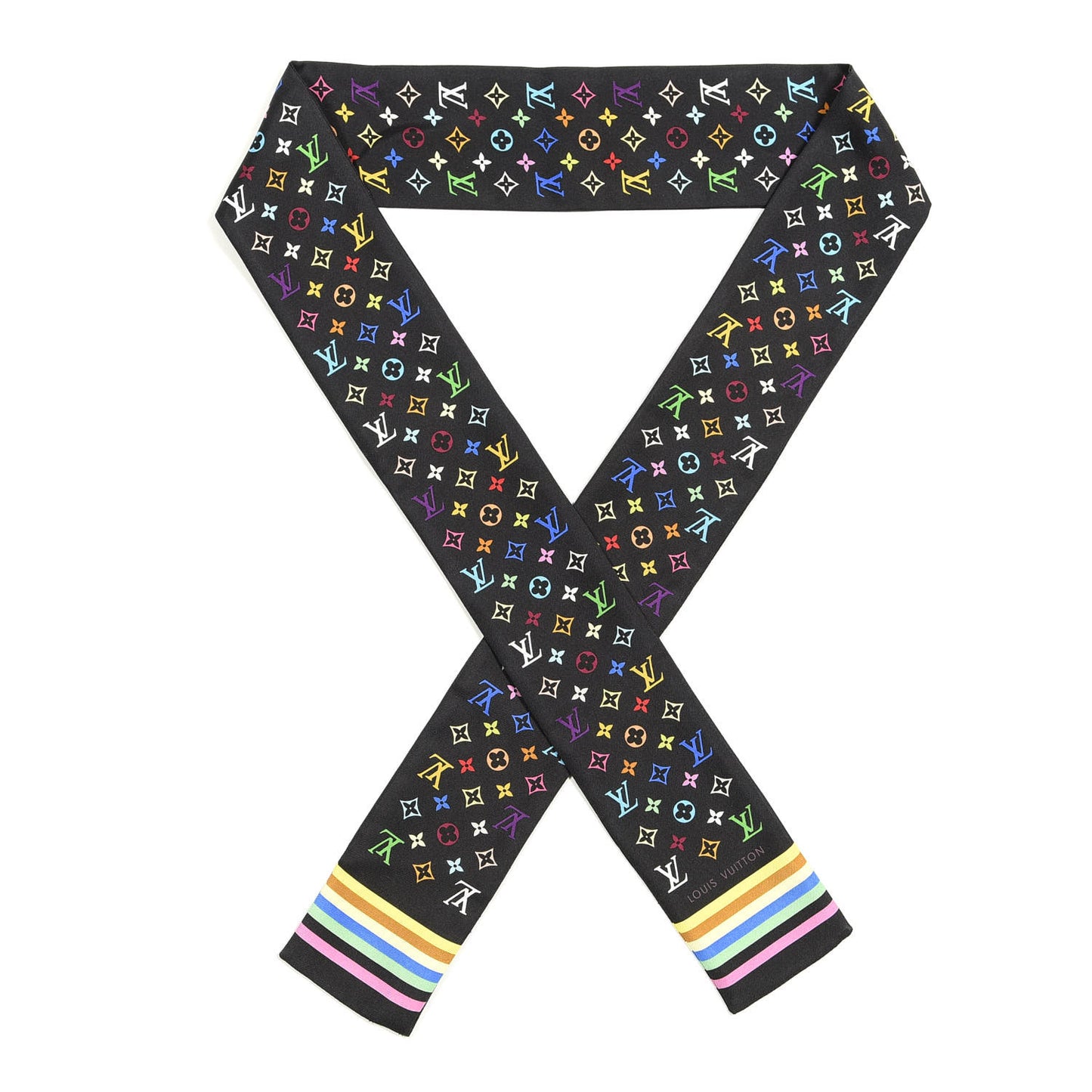 Silk Monogram Multicolor Bandeau Black