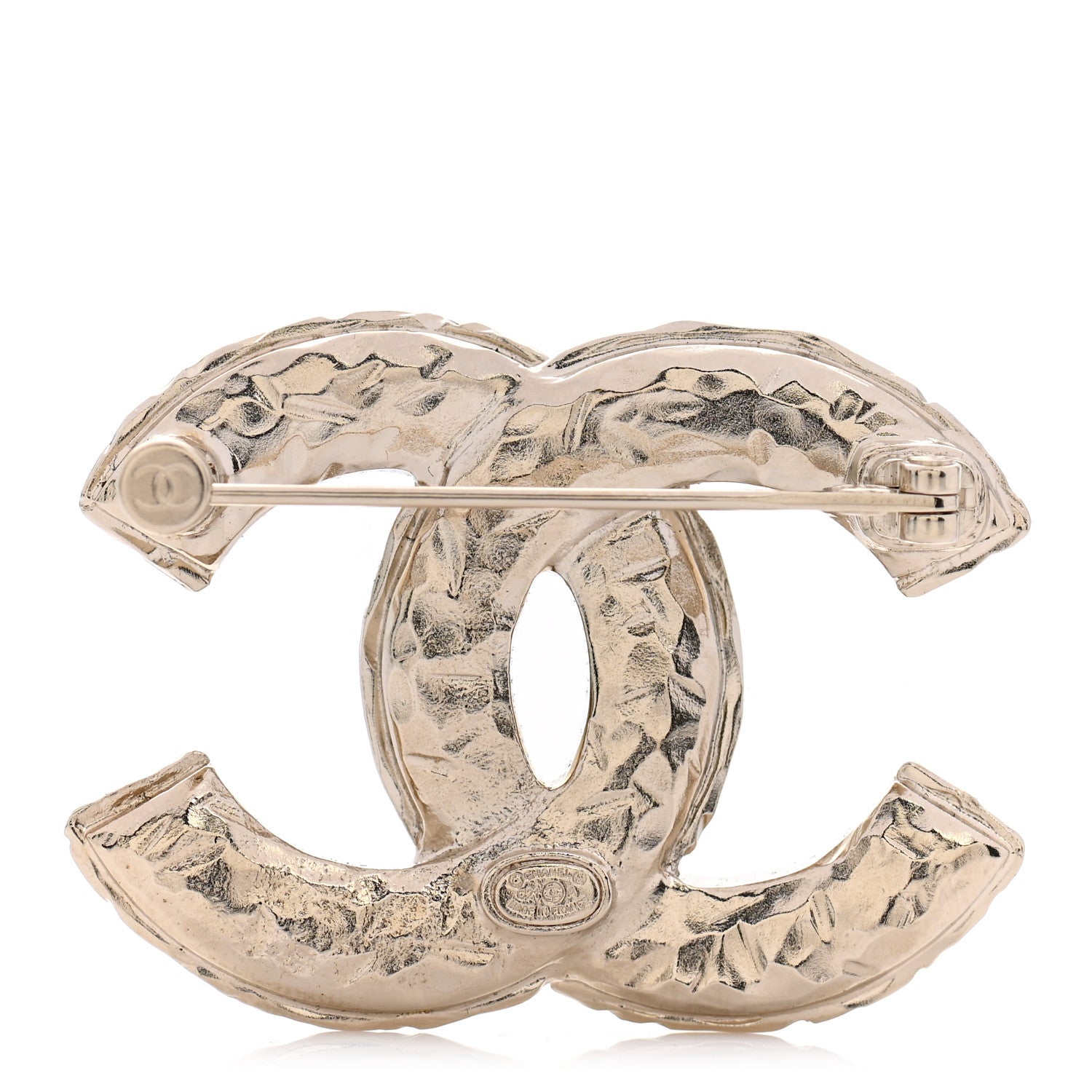 Chanel Crystal Textured CC Brooch Light Gold 3 of 4