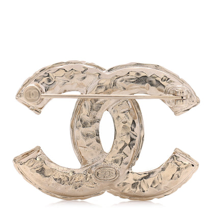 Chanel Crystal Textured CC Brooch Light Gold 3 of 4