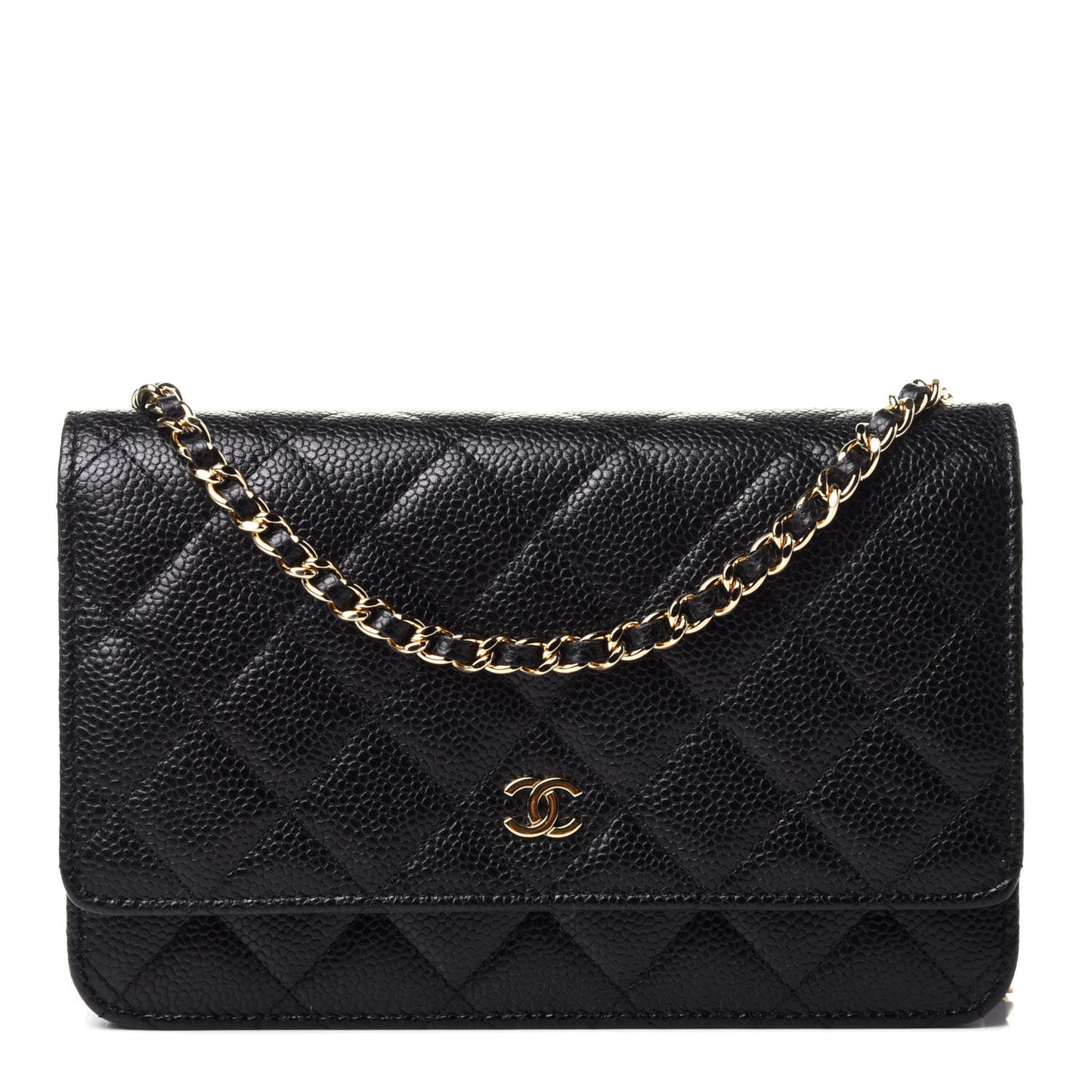 Caviar Quilted Wallet On Chain WOC Black
