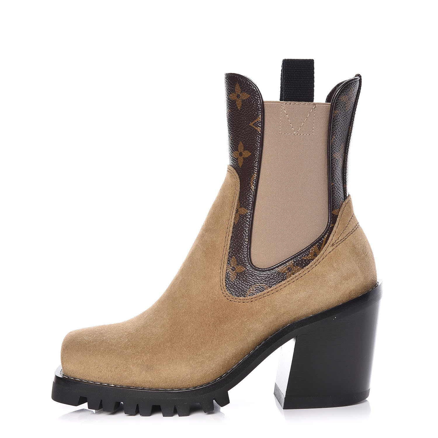 Louis Vuitton Suede Calfskin Monogram Limitless Ankle Boots 36 Beige 1 of 10