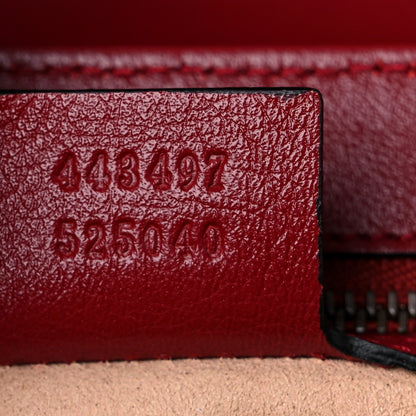 Gucci Vintage Effect Calfskin Matelasse Diagonal Small Torchon GG Marmont Shoulder Bag Black Romantic Cherry 7 of 12
