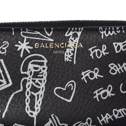 Balenciaga Calfskin Printed Tattoo Card Case Black 7 of 7