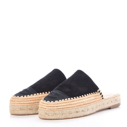 Chanel Suede Grosgrain CC Espadrilles 37 Black 3 of 9