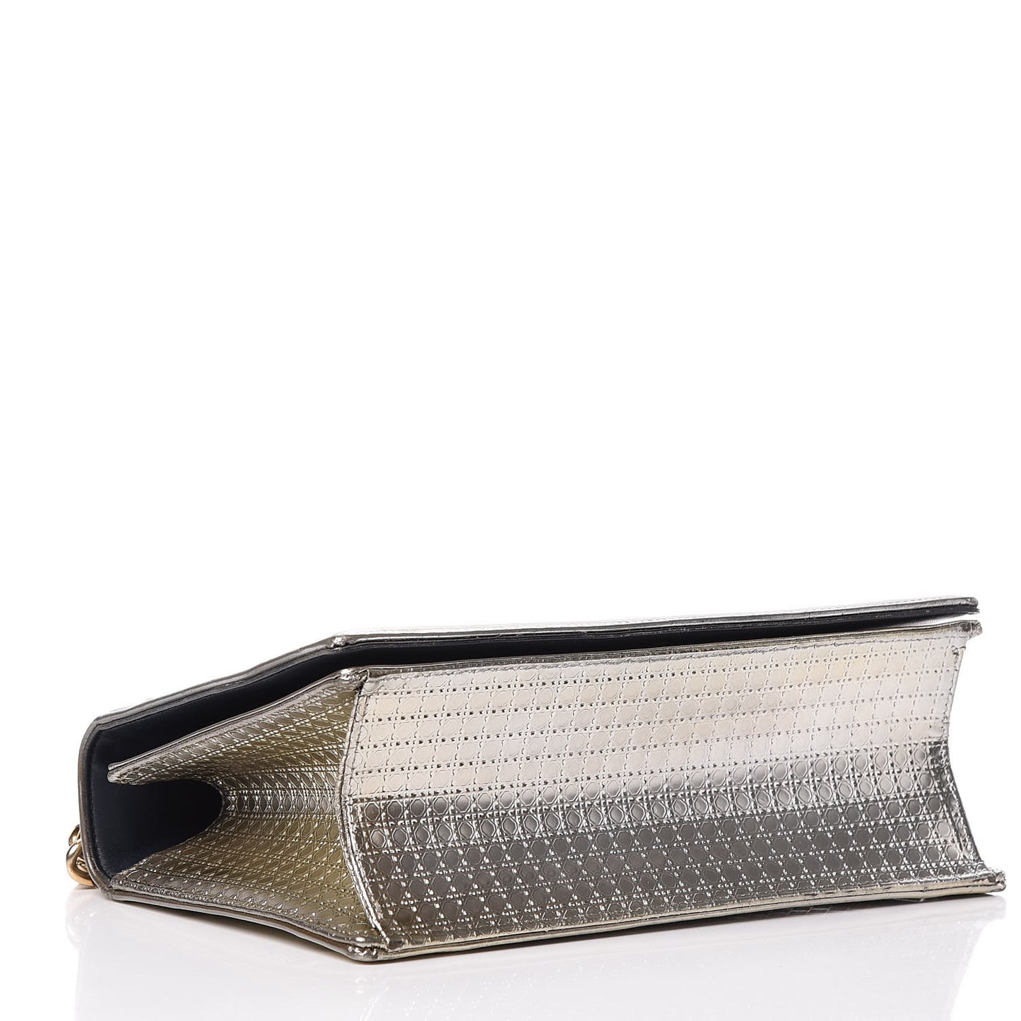 Metallic Patent Micro-Cannage Medium Diorama Flap Bag Gold