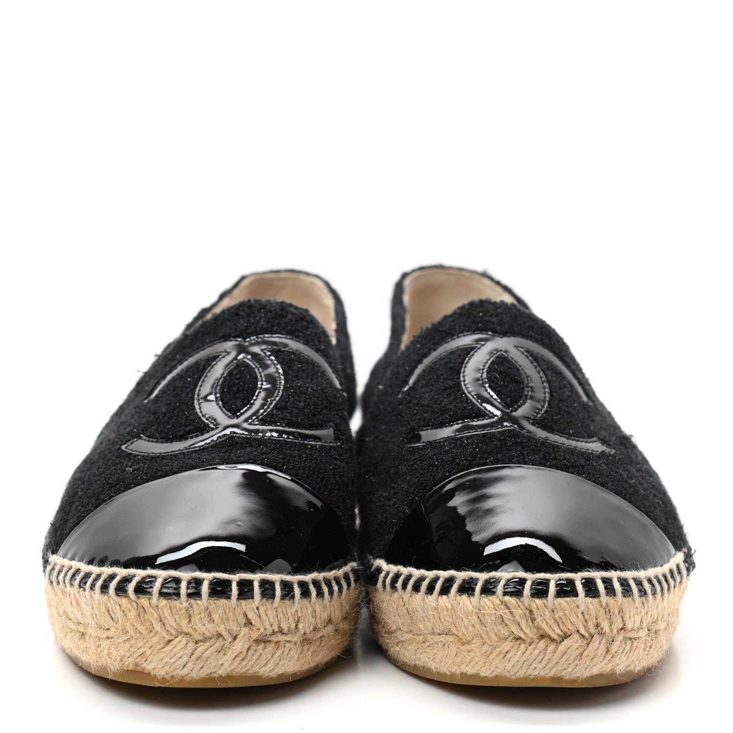 Chanel Fabric Patent Calfskin CC Espadrilles 40 Black 2 of 9