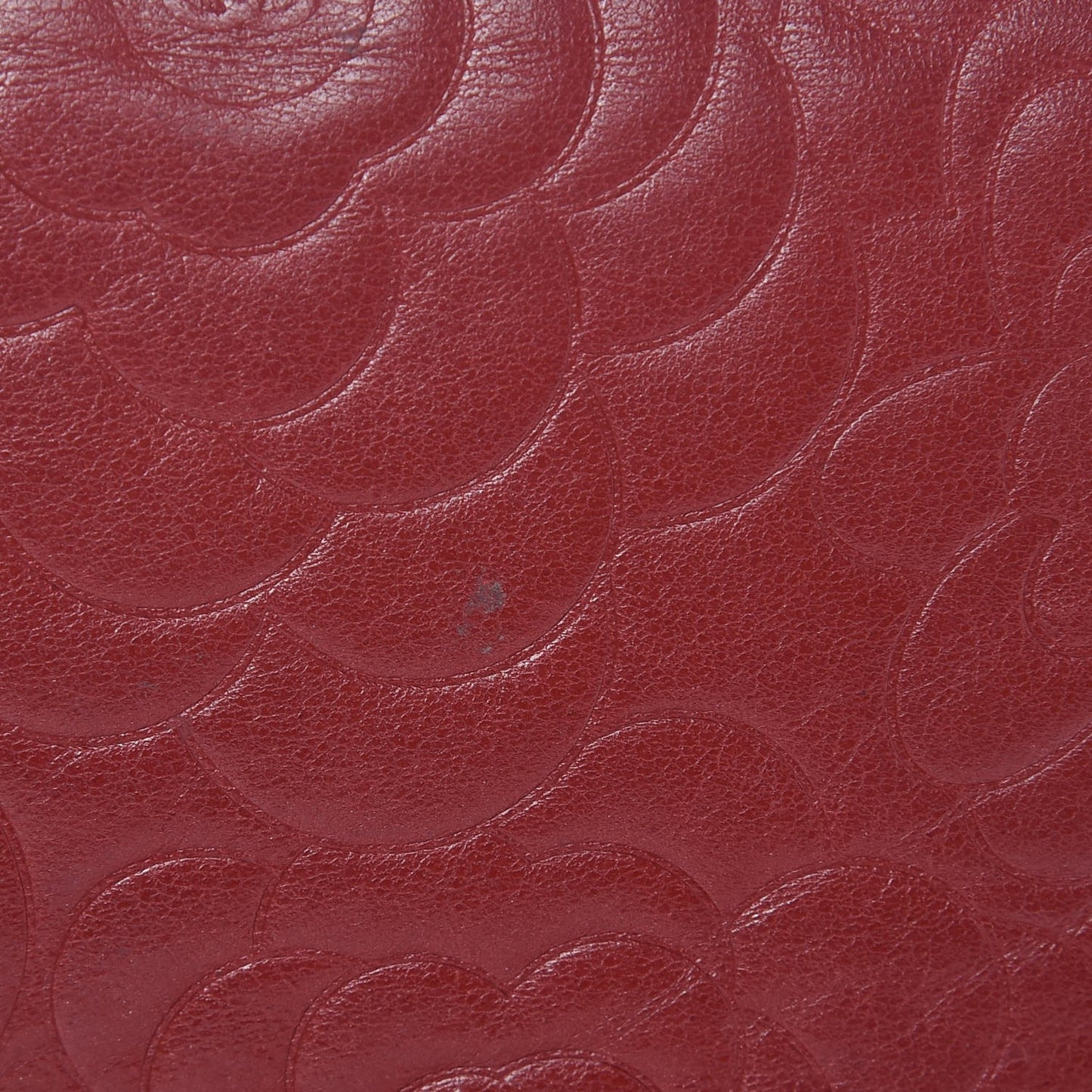 Lambskin Camellia Embossed Wallet On Chain WOC Dark Red