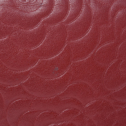 Chanel Lambskin Camellia Embossed Wallet On Chain WOC Dark Red 16 of 18