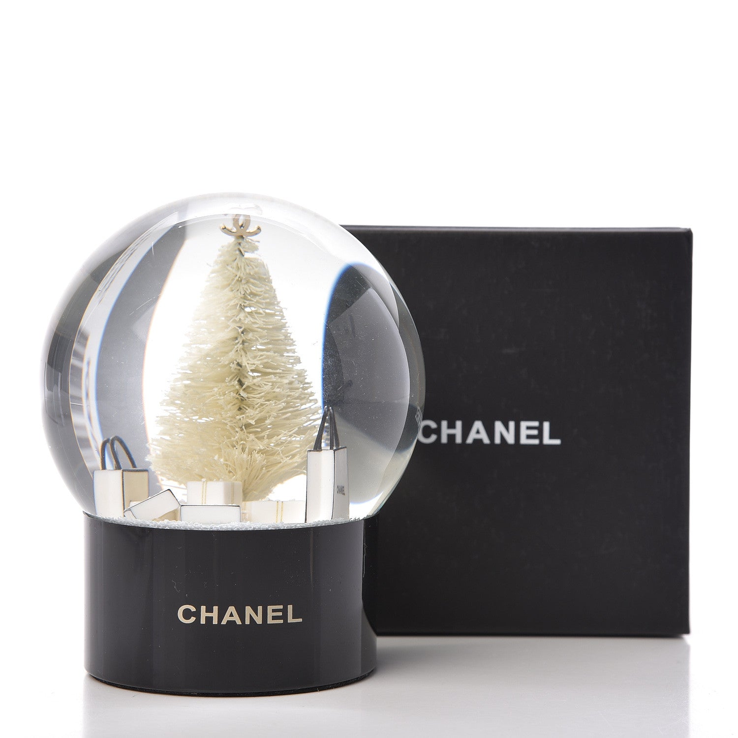 Chanel Glass Christmas Tree Shopping Bag Snow Globe 7 of 7