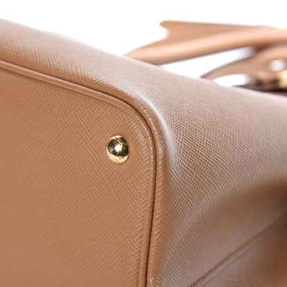 Prada Saffiano Cuir Large Double Bag Caramel Fuoco 10 of 14