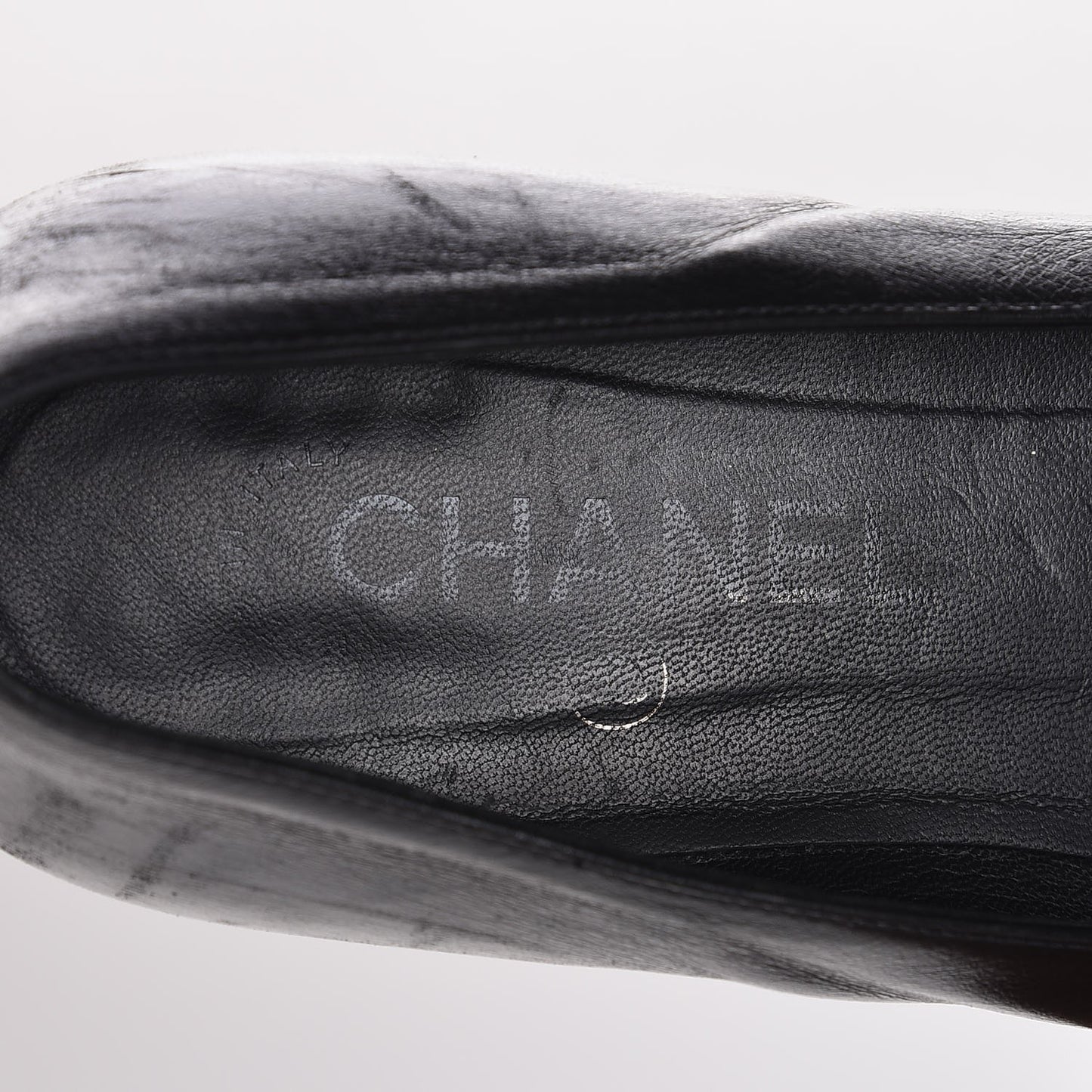 Calfskin CC Chain Loafers 38 Black