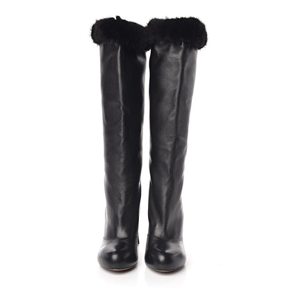 Louis Vuitton Calfskin Fur Tall Boots 41 Black 2 of 8
