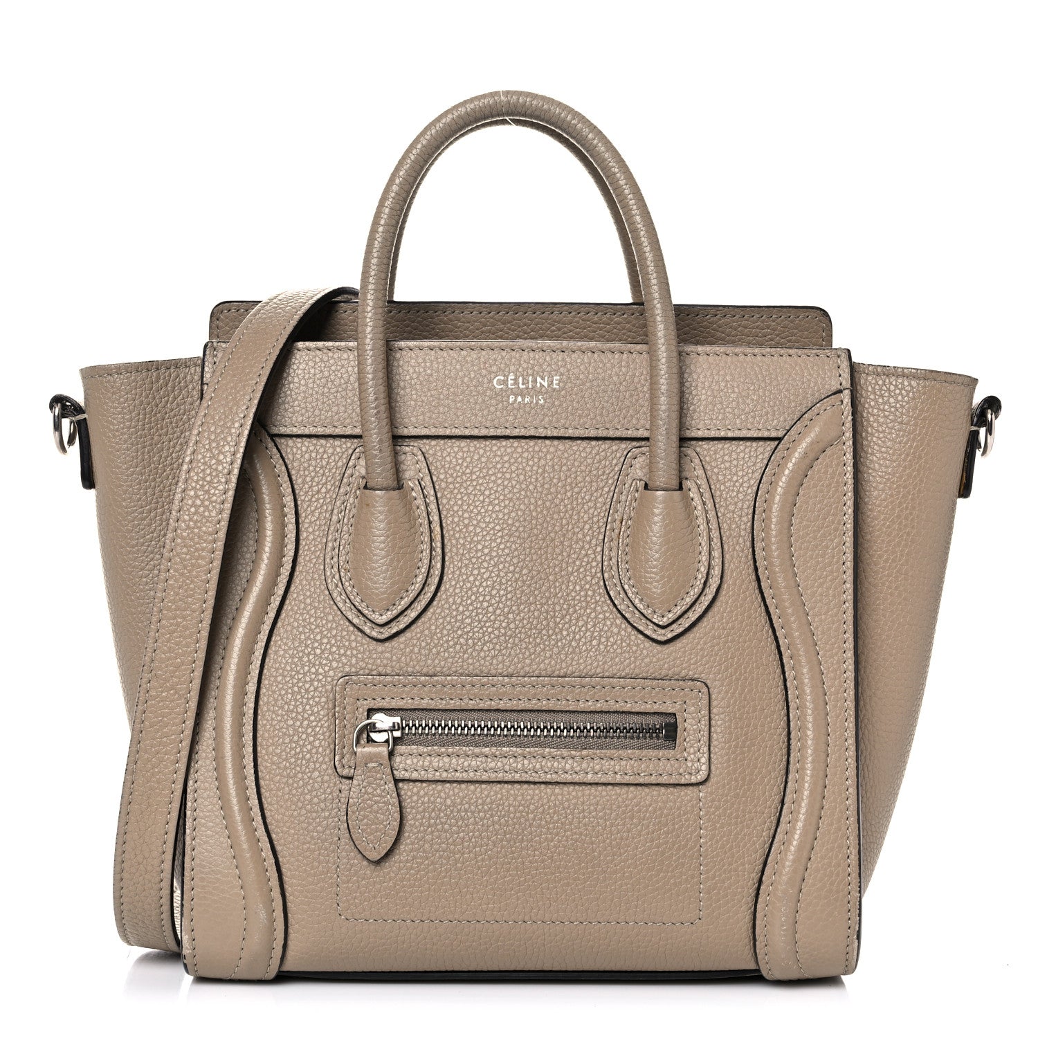 Celine Drummed Calfskin Nano Luggage Dune 1 of 19