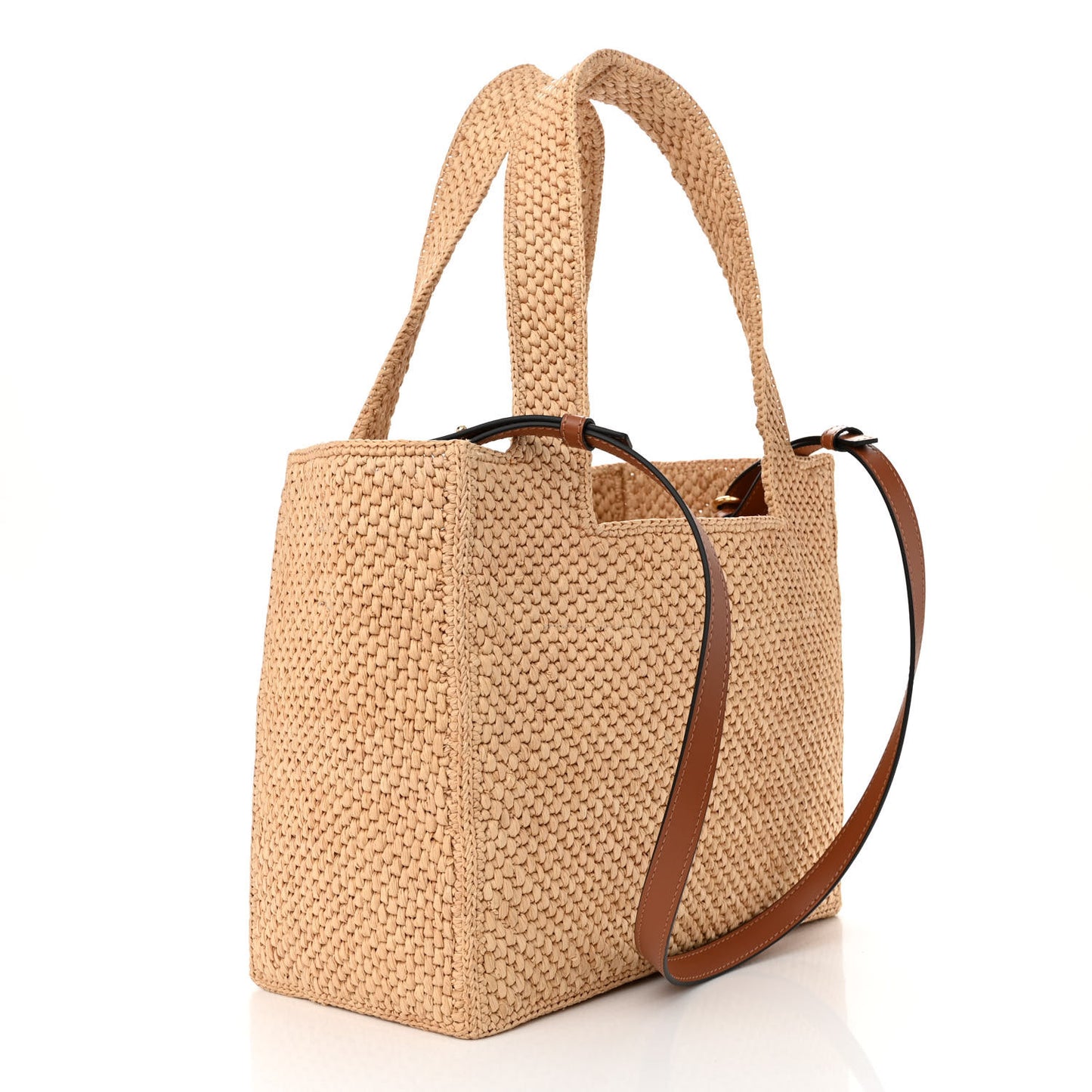 Raffia Medium Paula's Ibiza Logo Tote Natural Tan