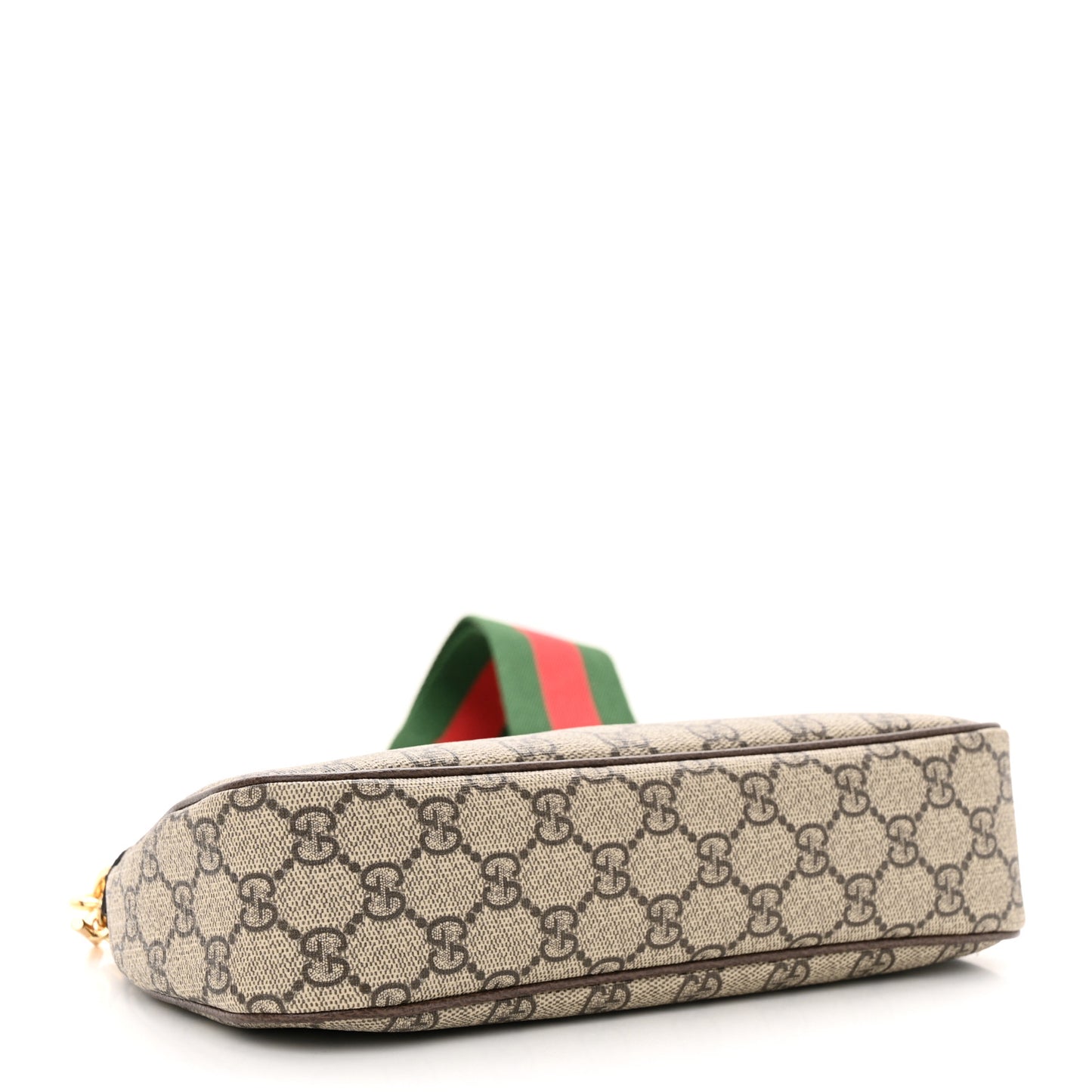 GG Supreme Monogram Textured Dollar Calfskin Web Small Ophidia GG Handbag Beige Ebony New Acero