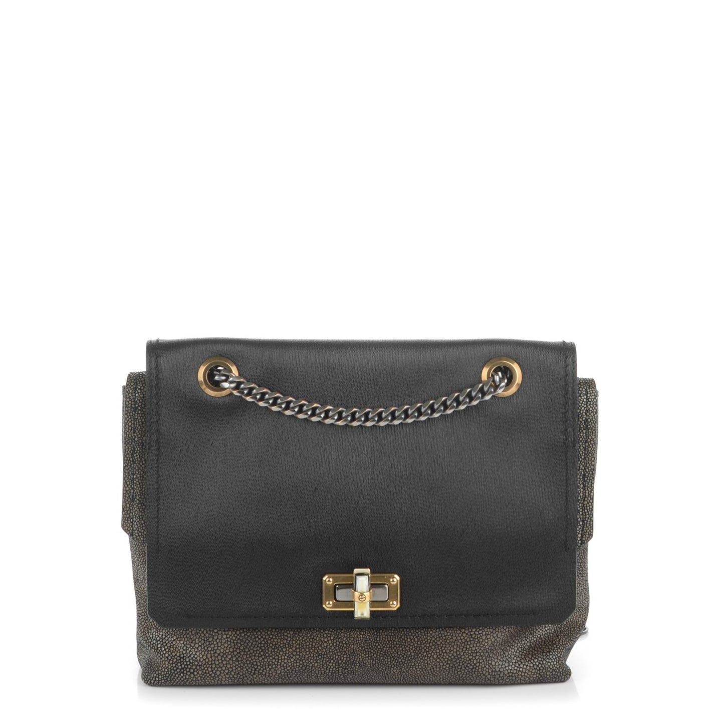 Calfskin Galuchat Medium Happy Shoulder Bag Anthracite