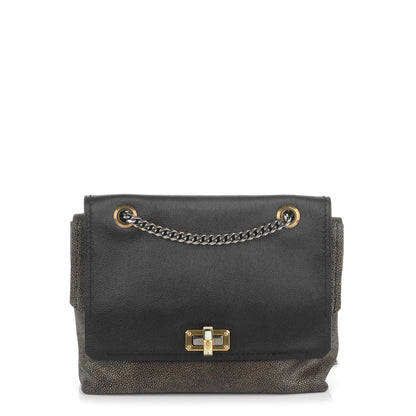Lanvin Calfskin Galuchat Medium Happy Shoulder Bag Anthracite 1 of 7