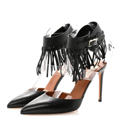 Valentino Garavani Calfskin C Rockee Fringe Pumps 38.5 Black 4 of 10