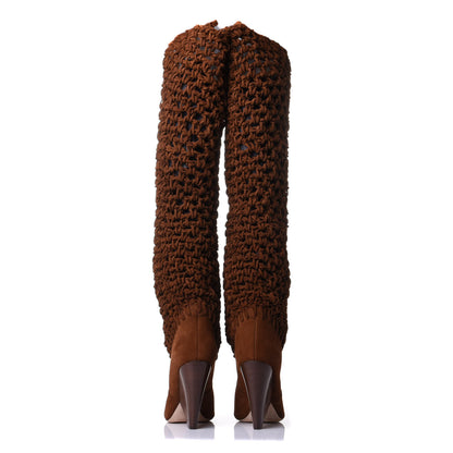 Saint Laurent Suede Twine Soho Niki 105 Thigh High Boots 38 Light Land 6 of 8