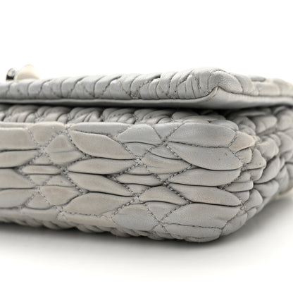 Miu Miu Nappa Matelasse Crystal Pearl Flap Clutch Grey 9 of 11