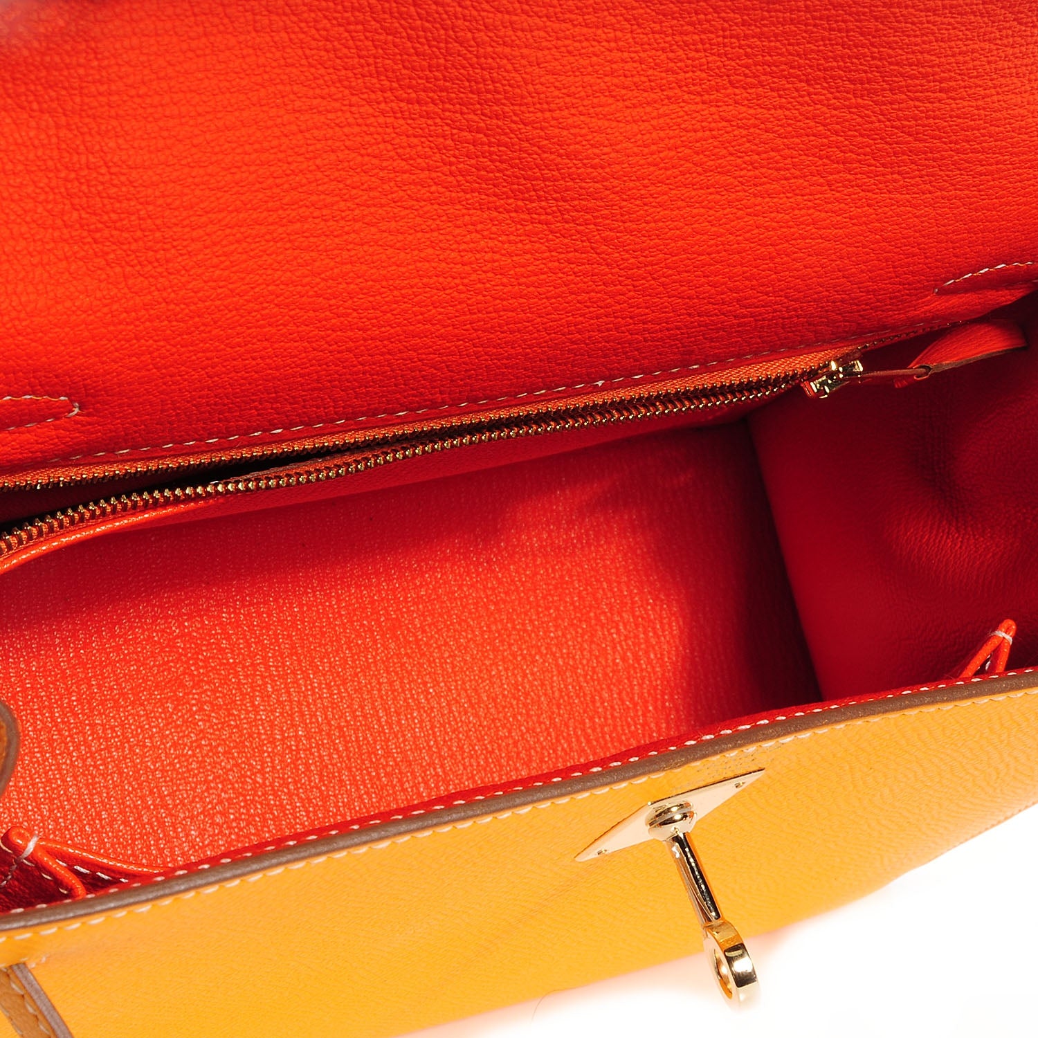 Hermes Epsom Candy Kelly Sellier 25 Jaune d'Or Feu 12 of 23