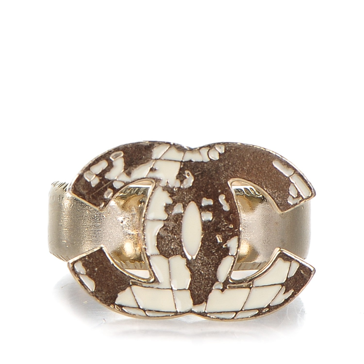 Chanel Enamel Around the Globe CC Ring 7 Gold 1 of 4