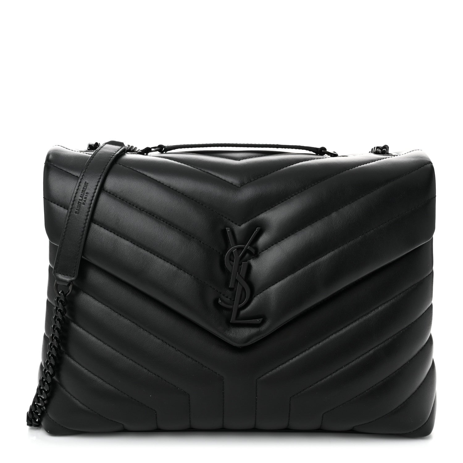 Saint Laurent Calfskin Y Quilted Monogram Monochrome Medium Loulou Chain Satchel Black 1 of 10