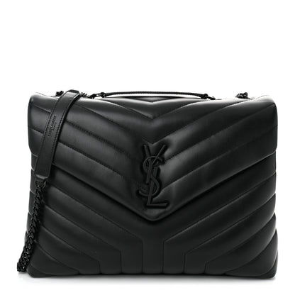 Saint Laurent Calfskin Y Quilted Monogram Monochrome Medium Loulou Chain Satchel Black 1 of 10