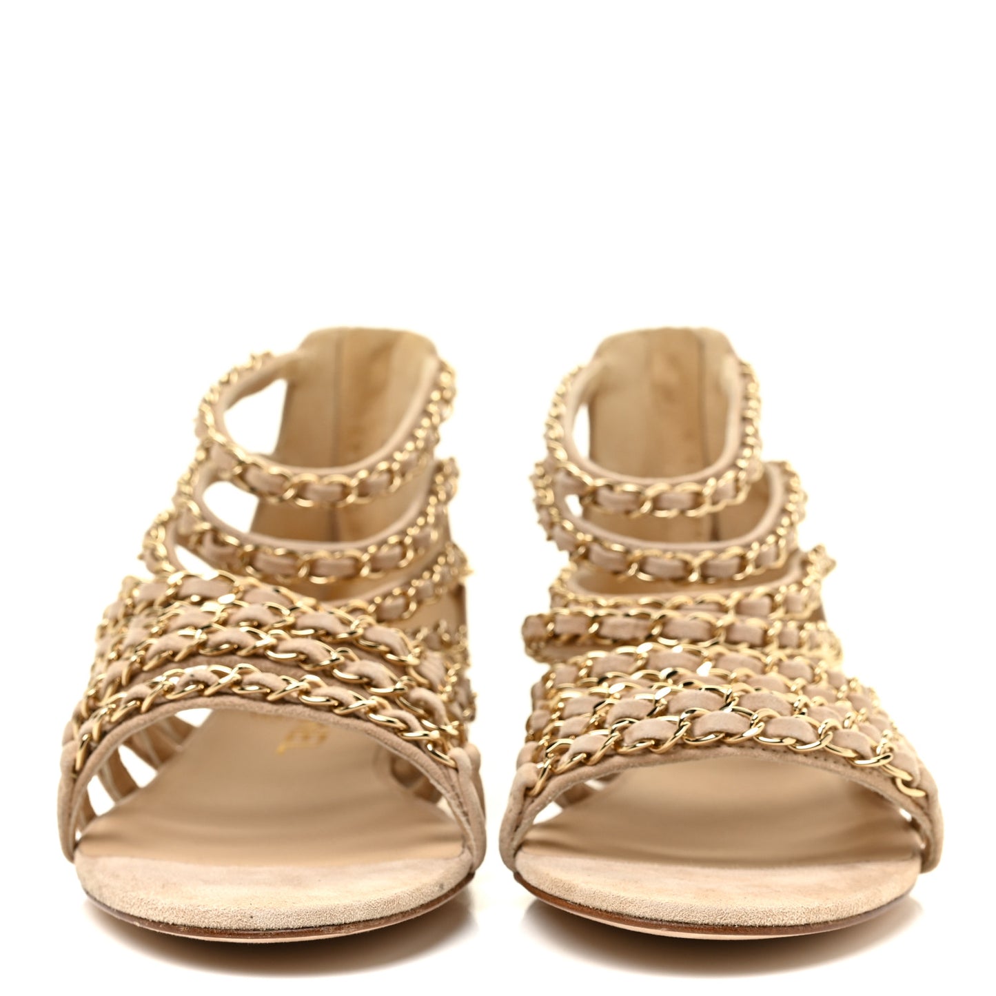 Kid Suede CC Chain Sandals 35 Beige