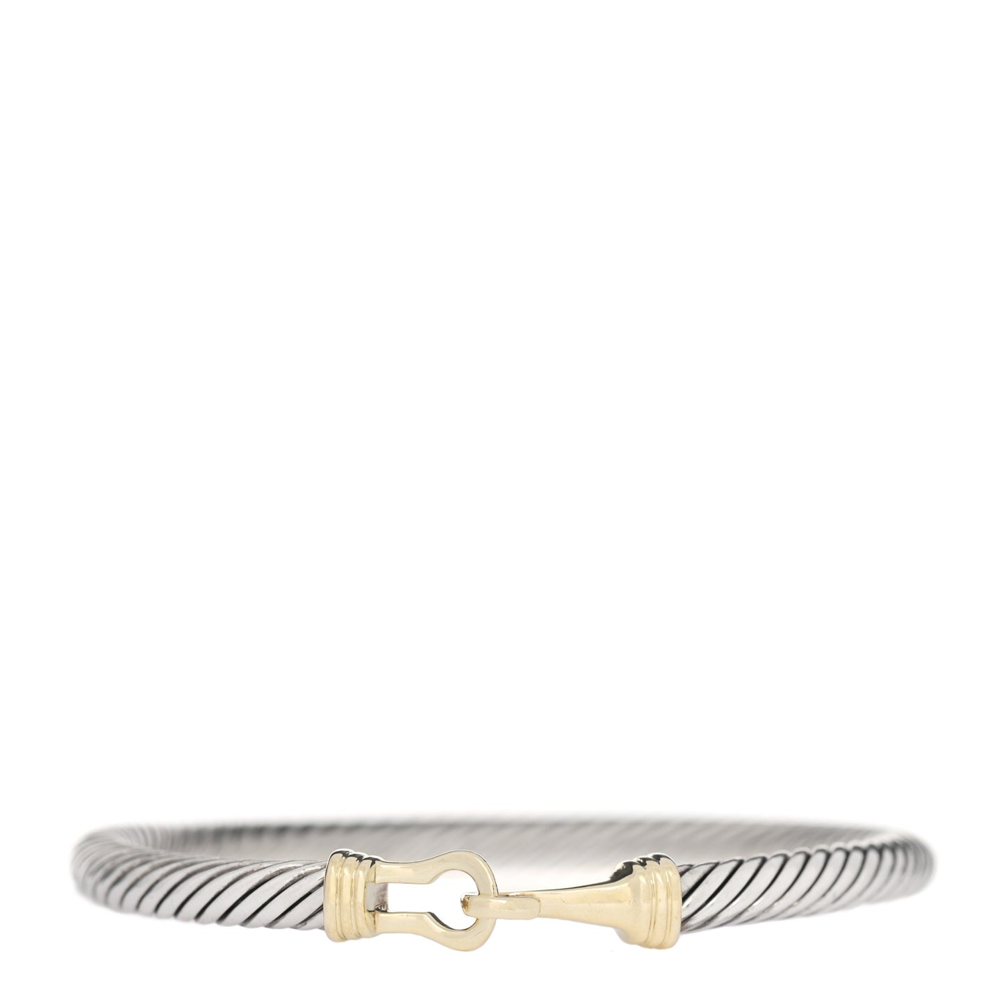 Sterling Silver 14K Yellow Gold 5mm Cable Classic Buckle Bracelet