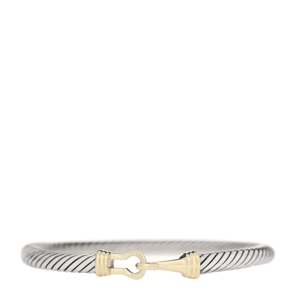David Yurman Sterling Silver 14K Yellow Gold 5mm Cable Classic Buckle Bracelet 1 of 4