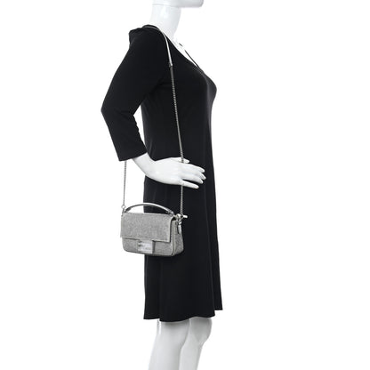 Fendi Nubuck Crystal Catalan Mirror Embroidered Mini Baguette Pietra Argento 2 of 10