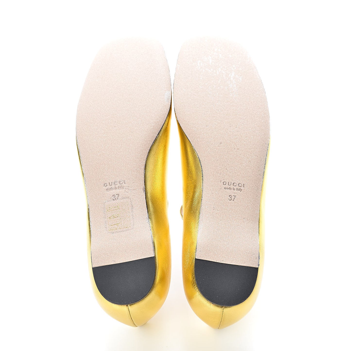 Metallic Nappa Lexi T Strap Ballerina Flats 37 Gold
