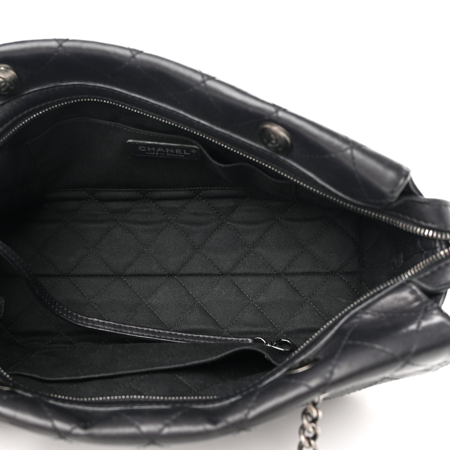 Calfskin Stitched Paris In Rome Shoulder Bag Black