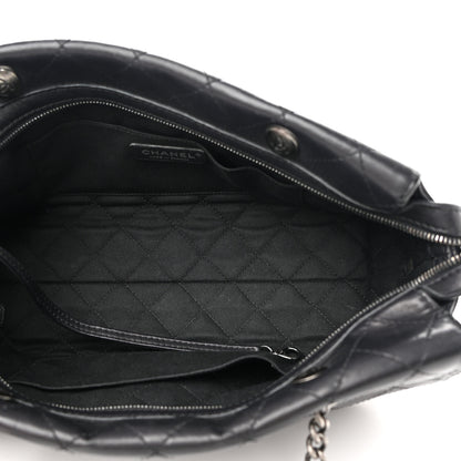 Chanel Calfskin Stitched Paris In Rome Shoulder Bag Black 5 of 13