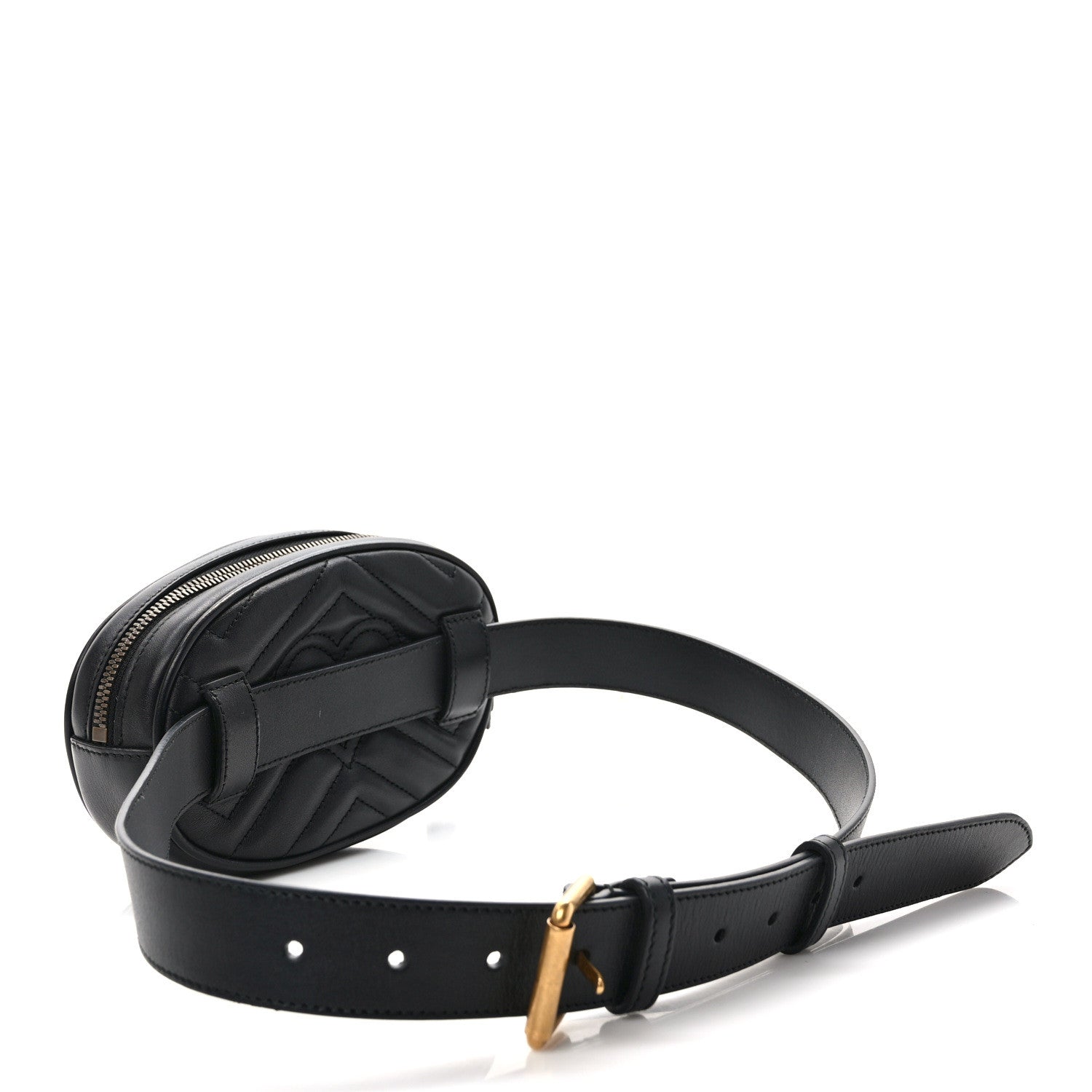 Gucci Calfskin Matelasse GG Marmont Belt Bag 85 34 Black 3 of 10