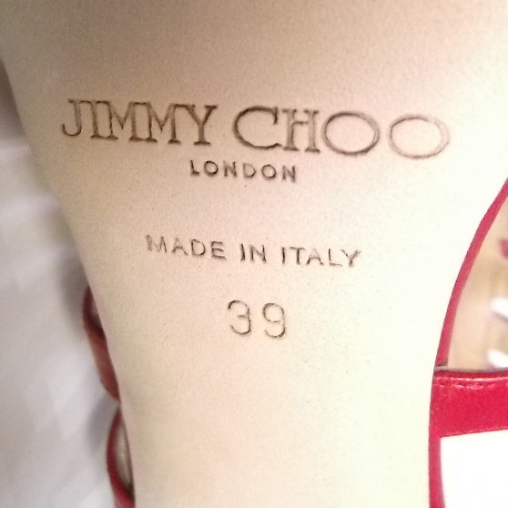 Jimmy Choo Leather Glenys Cage Platform Sandals 39 Red 6 of 8