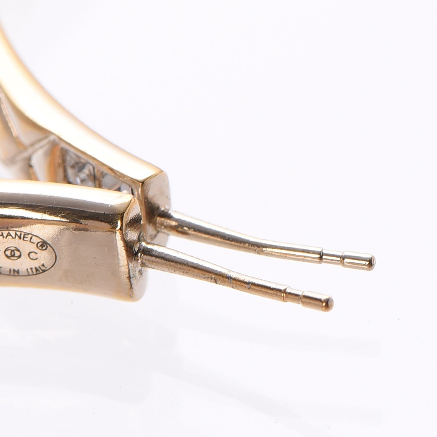 Chanel Crystal Baguette CC Hoop Earrings Gold 4 of 7