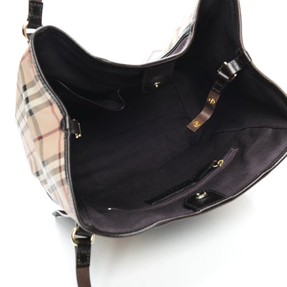 Burberry Suede Haymarket Check Colorblock Small Canterbury Tote Dark Brown 5 of 10