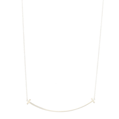 Tiffany Sterling Silver Large T Smile Pendant Necklace 1 of 5