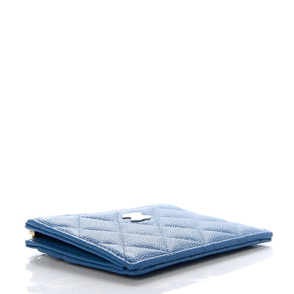 Chanel Caviar Quilted CC Zip Card Holder Blue 4 of 8